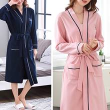 Women Pink Blue Bath Robe Sleepwear 2020 Autumn Winter Solid Plush Couple Bathrobe Thick Warm Female Robe 2024 - buy cheap