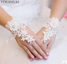 Wholesale Selling Beaded Lace Fingerless Wedding Glove Wrist Length Bridal Gloves 2024 - buy cheap