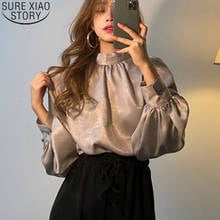 2022 Spring Puff Sleeve White Tops Korean Style Fashion Women Satin Blouse Long Sleeve Shirt Office Lady Blouses Blusas Elegant 2024 - buy cheap