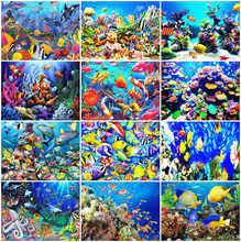 AZQSD Oil Painting By Numbers Fish Animal Paint By Number Canvas Painting Kits Acrylic Wall Decorations Living Room Gift 2024 - buy cheap