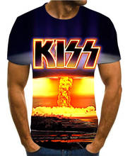 Новинка 2021, модная 3D футболка с надписью kiss band rock, забавная Мужская футболка, Повседневная рубашка с коротким рукавом и круглым вырезом, футболка в стиле хип-хоп 2024 - купить недорого
