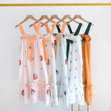 Summer Sleeveless Sleepwear Women Cartoon Spaghetti Strap Nightgowns Cotton Sexy Sleep Dress Double Gauze Thin Skirt Night Wear 2024 - buy cheap