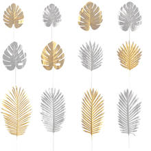 1 шт. элегантные искусственные тропические пальмы Monstera золотые и серебряные листья поддельные украшения для дома, сада, офиса 2024 - купить недорого