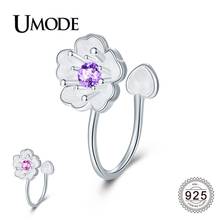 UMODE New 925 Sterling Silver Sakura Flower Clip Earrings for Women Pink Purple Zircon Diamond Jewelry Bijoux Femme ALE0608 2024 - buy cheap