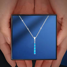 Нежный стиль длинный кулон штампованный Серебряный Классический Синий огненный опал модные ювелирные изделия ожерелье подвески для женщин OP550A 2024 - купить недорого