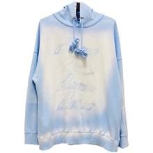 Impressão de espuma azul gelo welldone tie dye hoodie masculino feminino com capuz solto we11done pulôver roupas 2024 - compre barato