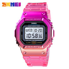 SKMEI-relojes informales para mujer, pulsera Digital con correa transparente, resistente a los golpes, electrónica, 1622 2024 - compra barato