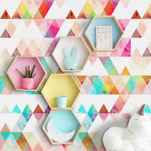 Наклейки на стену с треугольниками, Переводные картинки в скандинавском стиле для детской комнаты, цветные геометрические Стикеры для гардероба, гостиной 2024 - купить недорого