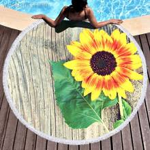 Toallas de playa redondas con estampado de girasol, toalla de ducha gruesa de verano, Círculo de 150cm, para playa, natación, esterilla de Yoga, cubierta, servilleta de plage 2024 - compra barato