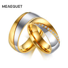 Meaeguet Gold-Color Matte Frost Couple Ring Fashion Lover's Wedding Engagement Ring Jewelry for His and Hers Accessories 2024 - buy cheap