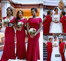 2019 Árabe Do Sul Africano Vermelho Primavera Verão Formal Wedding Party Guest Vestido Da Dama de Sereia de Dama de Honra Vestido Plus Size 2024 - compre barato