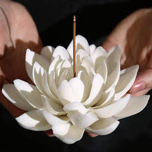 Ceramic White Lotus Incense Holder Home Decor Incense Stick Holder Handmade Buddhist Aromatherapy Censer For Office Teahouse 2024 - buy cheap