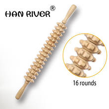 No paint color 16 rounds of coarse meridian rods full-body massage stick rolling back massage lamented the waist neck leg wooden 2024 - buy cheap