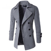 Abrigo con insignia de color sólido para hombre, abrigo informal de doble botonadura, abrigos de invierno, color negro, gris claro, gris oscuro, 2021 2024 - compra barato