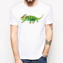 2019 летняя брендовая Хамелеон для мужчин футболка забавная футболка с изображением животного Высокое качество лайкра футболки мужские повседневные топы Харадзюку уличная одежда 2024 - купить недорого