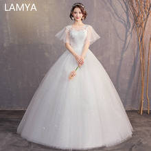LAMYA Cheap Appliques Wedding Dresses Romantic Half Sleeve Vestido De Noiva Elegant Ball Gown Bridal Gowns Simple Wed Dress 2024 - buy cheap