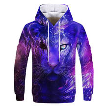 2019 Animal print hooded Sweatshirts Purple green yellow Lion head 3D Hoodie Female Male Autumn Pullover Loose Tracksuit 2024 - buy cheap