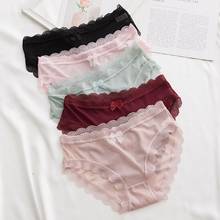 Sexy Solid Color Lace Bowknot Briefs Fashion Comfortable Breathable Low Waist Seamless Panties For Women . 2024 - buy cheap