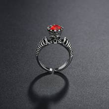 Anillos Punk de Color plateado para hombre y mujer, anillo de calavera malvada con esqueleto de Piedra Roja para hombre, joya gótica de hip hop Street Rap, regalo de joyería 2024 - compra barato