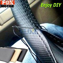 Hand Sewing DIY Black Car Steering Wheel Cover PU Leather With Needles And Thread Van For Ford Focus 2 3 Kia Rio Hyundai Solaris 2024 - buy cheap