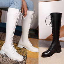 2021 Fashion Women Boots Winter Heels Quality Long Comfort Mujer Thigh High Boot Botas Mujer Zipper Knee-high Boots black white 2024 - buy cheap