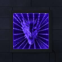Готический светодиодный зеркальный туннельный светильник в виде головы дракона, квадратный настенный ночник в стиле бесконечности, мифический зверь, дракон, фото, Moldura 2024 - купить недорого