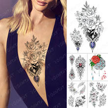 Waterproof Temporary Tattoo Sticker Sapphire Mandala Henna Lace Flash Tattoos Diamond Rose Gem Body Art Arm Fake Tatoo Women Men 2024 - buy cheap