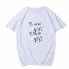 Camiseta con estampado de arte literario para mujer, camiseta sencilla con dibujo de líneas, camiseta coreana, camiseta creativa de serie Kawaii Harajuku 2024 - compra barato