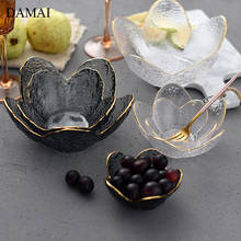 Gold Inlay Glass Bowl Decorative Nordic Petal Fruit Salad Bowl Dinner Sauce Dish Creativity Kitchen Dining Table Tableware 2024 - buy cheap