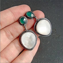 2020 Vintage Pendientes White Stone Dangle Earrings For Women Boho Brincos Jewelry Antique Silver Handmade Drop Earring Femme 2024 - buy cheap
