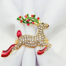 6pcs/lot Gold Elk Chic Napkin Rings with Bling Rhinestones Deer Napkins Buckle Christmas Thanksgiving Kitchen Dining Table Decor 2024 - buy cheap