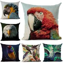 Funda de cojín de pájaro, cubierta de almohada de Guacamayo, búho, loro, sala de estar, sofá, decoración de coche, decoración del hogar, 45x45cm 2024 - compra barato