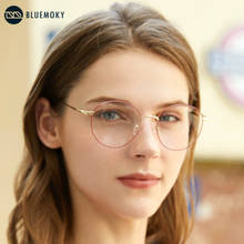Bluemoky óculos de acetato redondo, armações de óculos de metal de acetato vintage, lentes transparentes de designer feminino, óculos de grau myopic 2024 - compre barato