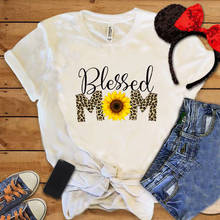 Blessed Mom T-shirt Happy Mother's Day Women Casual Shirt Gift for Her Sunflower Ladys Graphic Tee Leopard Print Classical Tops 2024 - buy cheap