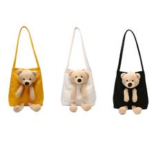 Cute Bear Canvas Shoulder Bag Personality Fashion Women Shoulder Messenger Bag Casual Daily Wear Crossbody Purse Fashion 2024 - buy cheap