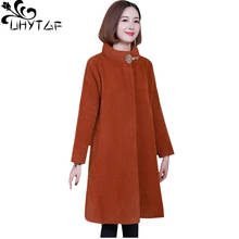 UHYTGF 4XL plus size tops outerwear Quality Mink Cashmere Winter wool coat womens temperament mom casual warm woolen jacket 1025 2024 - buy cheap