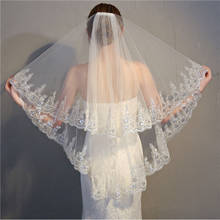 Véus de casamento duas camadas de lantejoulas curto véu de noiva com pente branco/marfim para vestidos de noiva acessórios para o cabelo 2024 - compre barato