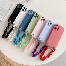Fine hand chain Solid color Phone case For iPhone 12 Pro Max 11 Pro MAX X XS XR 6 7 8 plus SE 2020 silica gel soft cover 2024 - buy cheap