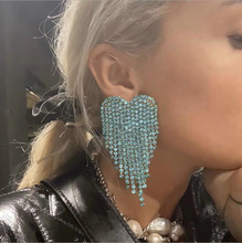 Luxury Rhinestone Tassel Earrings For Women Elegant Big Crystal Heart Drop Dangle Earrings Wedding Earring Jewelry Accessories 2024 - buy cheap