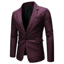 Chaqueta de traje entallada para hombre, Blazer informal a cuadros para boda, primavera y otoño 2024 - compra barato