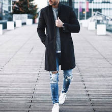 New Fashion Men's Wool Coat Winter Trench Long Sleeve Coat Outwear Overcoat Long Jacket Tops 2024 - buy cheap