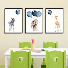 Watercolor Decoration Canvas Oil Painting Nordic Decoration Home Animals Posters Balloon Elephant Cartoon Wall Art Print Picture 2024 - buy cheap