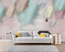 Beibehang personalizado crianças quarto papel de parede moda pena moderno e minimalista abstrato fundo papel de parede decoração para casa mural 2024 - compre barato