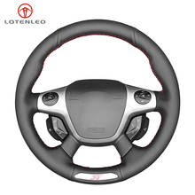 Olho de leão couro artificial preto diy, cobertura para volante de carro costurado à mão para ford focus 3 st 2012-2014 2024 - compre barato