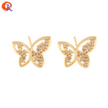 Cordial Design 20Pcs 12*13MM Jewelry Accessories/Hand Made/Earring Findings/Butterfly Shape/Genuine Gold Plating/CZ Earring Stud 2024 - buy cheap