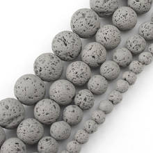 Rubber Grey Lava Stone Beads Natural Volcanic Rock Round Loose Bead For Jewelry Making Diy Women Charm Bracelet 4/6/8/10mm 15" 2024 - buy cheap