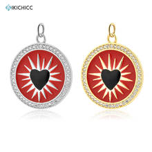 KIKICHICC 925 Sterling Silver Gold Enamel Red Love Coins Pendant Necklace Accessories Party Charms Enamel Heart DIY Fine Jewelry 2024 - buy cheap