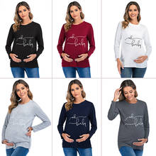 Ropa de embarazada para mujer, camiseta de manga larga con estampado de Oh Baby, Top liso para el embarazo, primavera y otoño, talla grande, novedad de 2020 2024 - compra barato