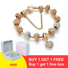 Yada-novas pulseiras e braceletes de coração dourados com caixa grátis, 1 pç, bracelete feminino, corrente, joia de cristal, pingente, st200019 2024 - compre barato