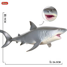 Oenux-figuras de acción realistas del gran tiburón blanco, modelo de juguete infantil de 26,5x12,5x9cm de Sealife, salvaje, grande 2024 - compra barato